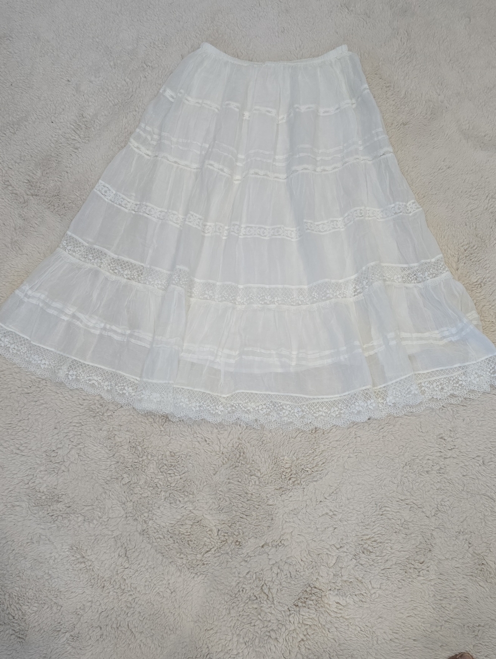 Free People White Layered Lace Midi Skirt - Women Dresses